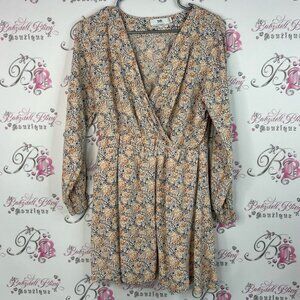 Twik dress flowers floral milkmaid Long Sleeve Floral Dress - Cream and Blue
